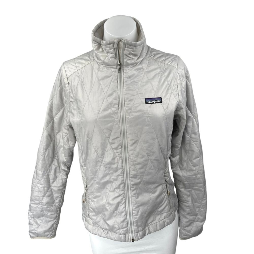 Patagonia Nano Puff Silver Gray Zip Up Quilted High Neck Puffer Coat Jacket XS